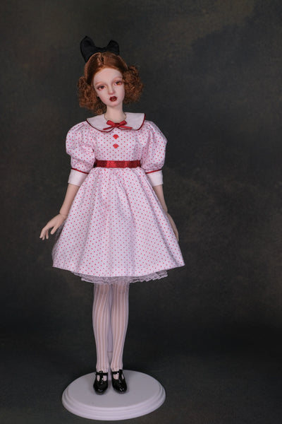 OOAK Handwork 'Liv' 1/6 BJD fullset styling - Polka dots girl