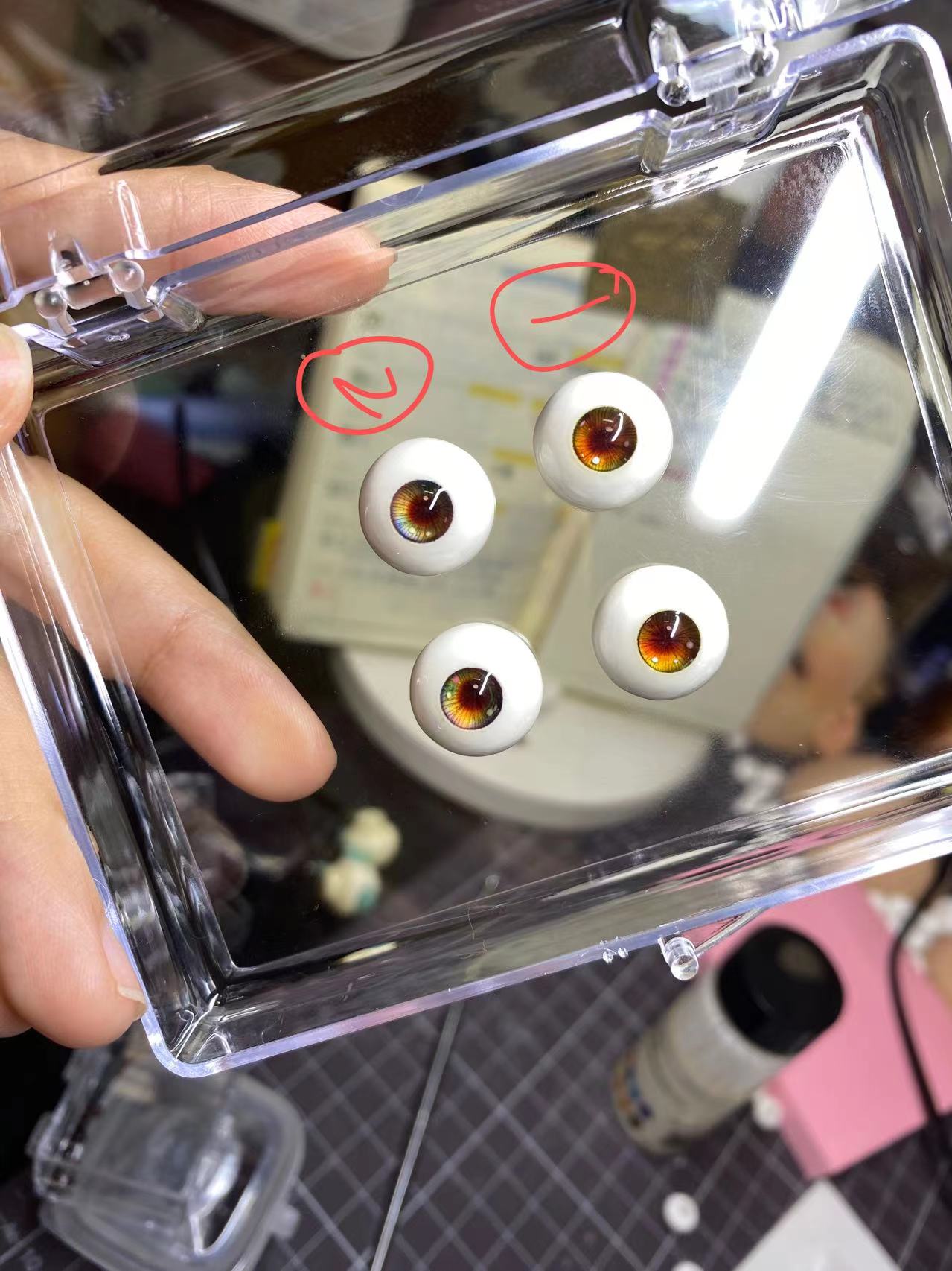 14/6 mm Doll eyes (1/3 scale) - ‘Jelly beans’