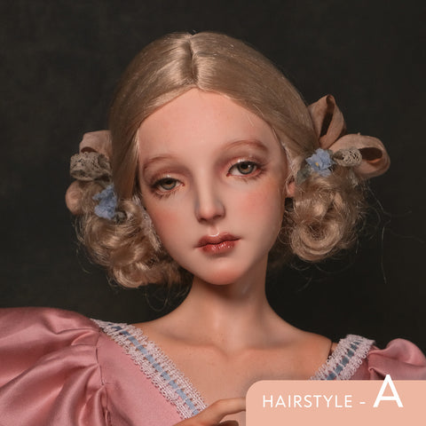 OOAK Handwork 'Panya Wig with Flowers' Hairstyle-A 1/3 BJD doll wigs